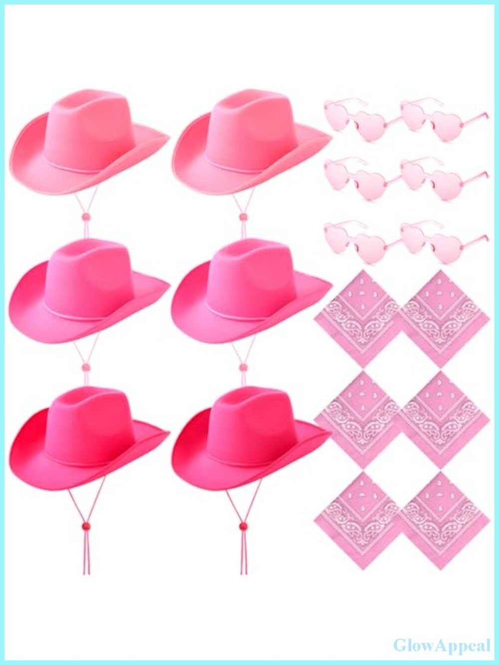 6 Sets Cowgirl Hat Sunglasses Paisley Bandanas Party Bulk